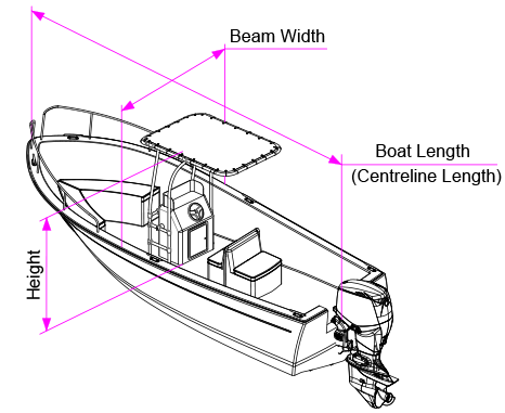 T-Top Boat Style Measurement Diagram Top