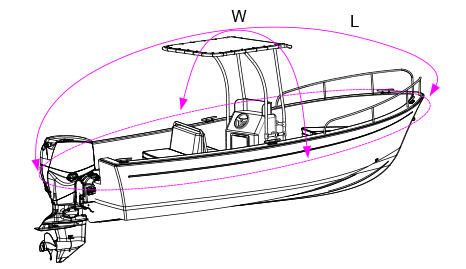 T-Top Boat Style Measurement Diagram